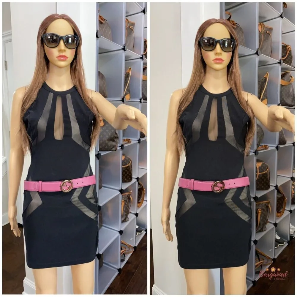 Authentic Gucci Pink Calfskin Leather Gold Interlocking G Buckle Belt 85/34 - Picture 4 of 12